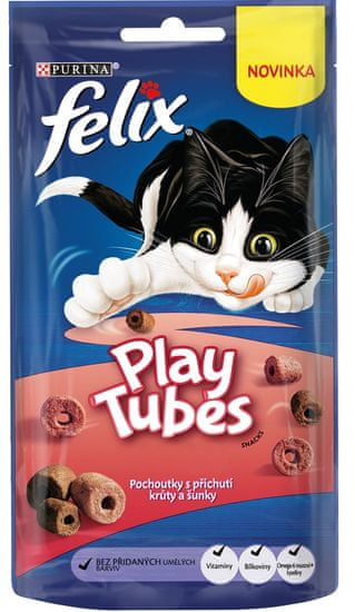 Felix Play Tubes mačja hrana, puretina, šunka, 8 x 50 g