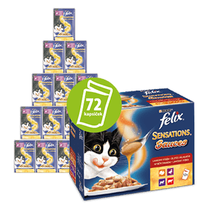 Felix vlažna hrana za mačke Sensation s govedinom, janjetinom, puretinom i pačetinom, 6 x (12 x 100 g)
