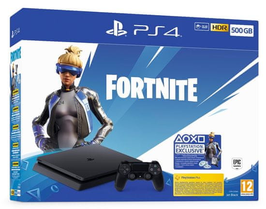 Sony Playstation 4 Slim igraća konzola, 500 GB, crna + VCH Fortnite, (PS719940104)