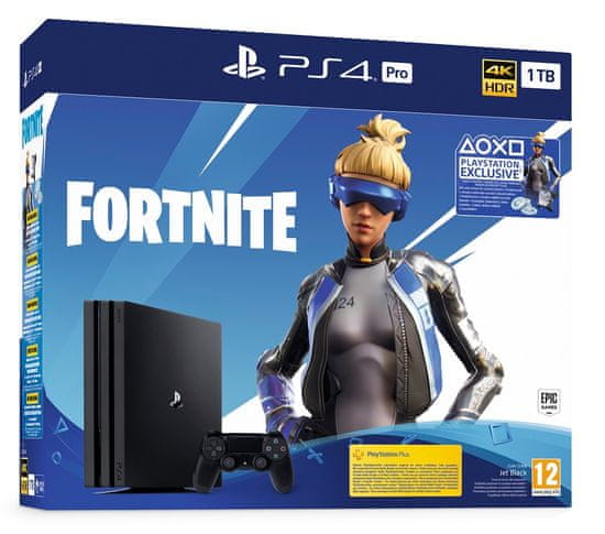 Sony Playstation 4 Pro igraća konzola, 1 TB, crna + VCH Fortnite, (PS719941101)