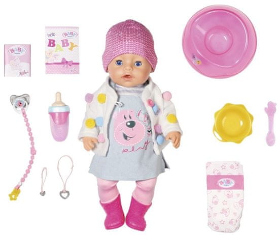 BABY born Soft touch dječja lutka s haljinom i jaknom, posebno zimsko izdanje, 43 cm