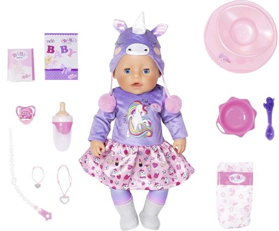 BABY born meka lutka soft Touch, posebno izdanje u dizajnu haljine s jednorogom, 43 cm