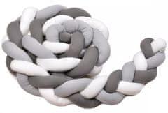 T-tomi pletena pletenica za dječji krevetić, 180 cm, bijela + siva + antracit