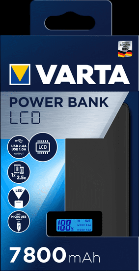 Varta stanica za punjenje sa zaslonom LCD Power Bank 7800 mAh 57970101111