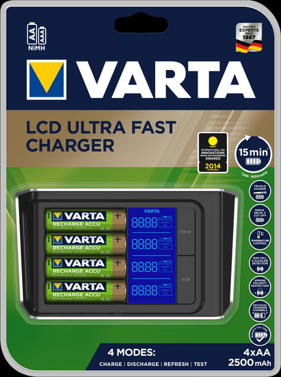 Varta punjač LCD Ultra Fast Charger + 4 AA 2500 mAh Endless R2U & 12V 57675101441