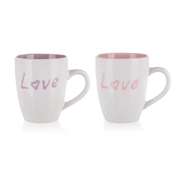 Banquet keramička šalica LOVE, 340 ml, mješavina boja, 4 komada