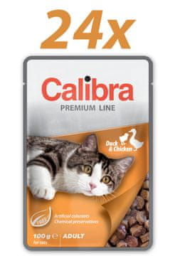 Calibra Premium Adult, mokra hrana za mačke, patka i piletina, 24 x 100 g
