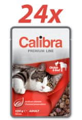 Calibra Premium Adult, mokra hrana za mačke, piletina i govedina, 24 x 100 g