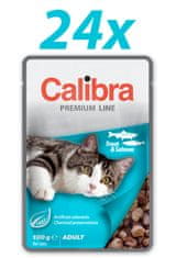 Calibra Premium Adult, mokra hrana za mačke, pastrva i losos, 24 x 100 g