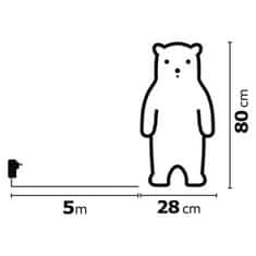 EMOS LED božićni medvjed, 80cm, vanjski, hladno bijela, timer