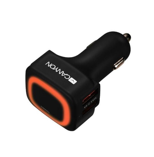 Canyon Dvostruki USB auto punjač, 4,8 A, crni, CNE-CCA05B
