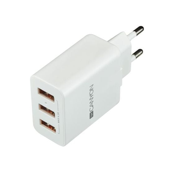 Canyon Zidni punjač s više USB priključaka i moćnom tehnologijom, 4,2 A, bijele boje, CNE-CHA05W