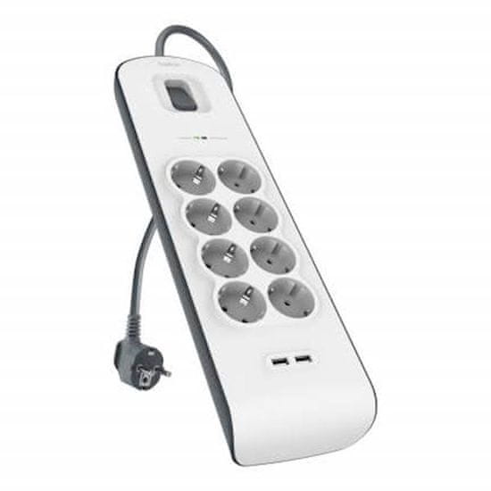 Belkin BSV804vf2M zaštita od prenapona, 8 utičnica, 2× USB