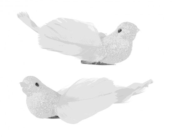 Kaemingk Set od 2 ptice s perjem, 9x2,5x3 cm, bijela