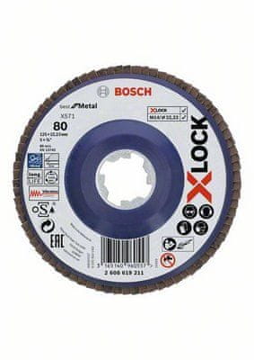 BOSCH Professional lamela ploča X-LOCK ravna izvedba, plastična ploča, Ø125mm, G 80, X571 (2608619211)