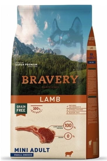 Bravery Dog ADULT MINI Grain Free Lamb hrana za pse, 2 kg