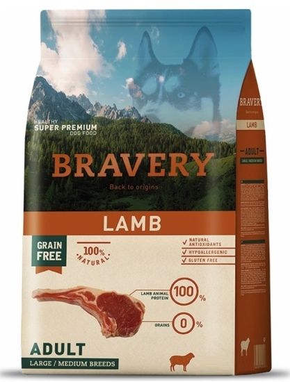 Bravery Dog Adult Large / Medium Grain Free Lamb hrana za pse, 4 kg