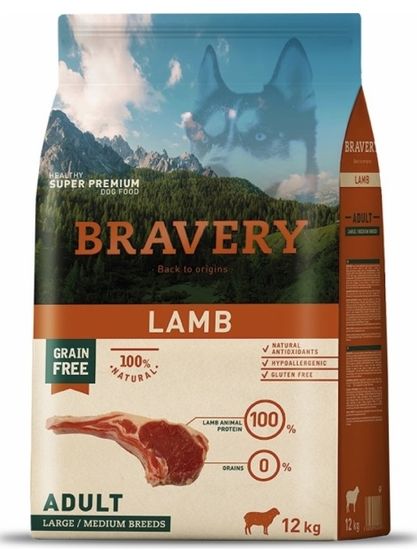 Bravery Dog Adult Large / Medium Grain Free Lamb hrana za pse, 12 kg