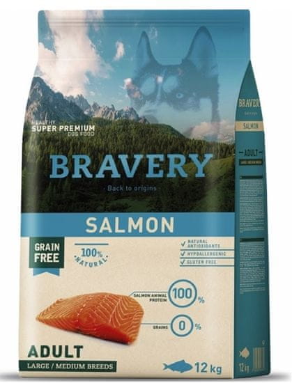 Bravery Dog Adult Large / Medium Grain Free salmon hrana za pse, 12 kg