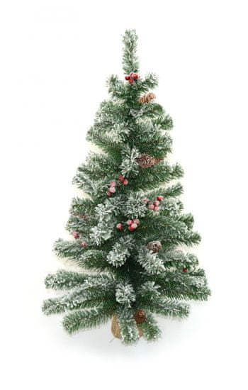 DUE ESSE Dekoracija snježno božićno drvce u juti, s bobicama i češerima, 90 cm