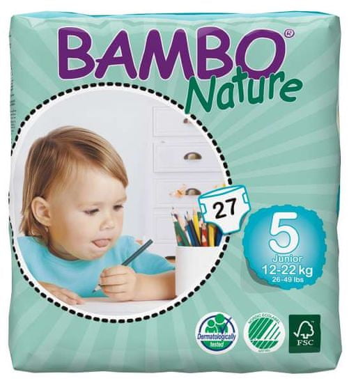 Bambo Nature Dječje pelene hlače 5 Junior (12-22 kg), 27 komada