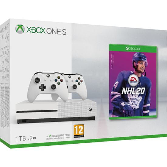 Microsoft Igračka konzola Xbox One S 1 TB + 2× bežični igrači kontroler + NHL 20
