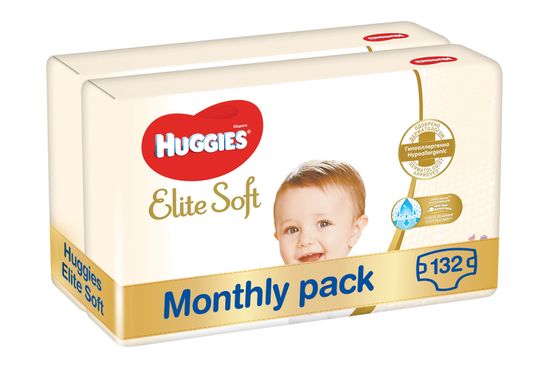 Huggies Elite Soft 4 pelene (8-14 kg) 132 komada (2x66 komada) - Mjesečno pakiranje