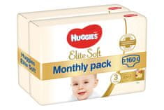 Huggies Elite Soft 3 pelene (5-9 kg) 160 komada (2x80 komada) - Mjesečno pakiranje