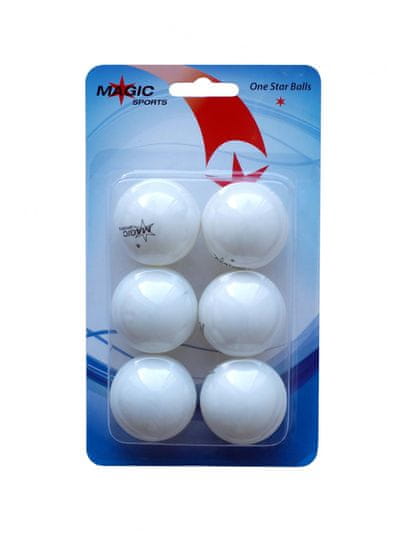 Magic Sports 1-Star set loptica za stolni tenis, 6 komada, bijele