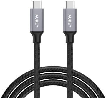 Aukey LLTS102835 kabel za brzo punjenje s priključcima od USB-C do USB-C, 1 m, sivo-crni