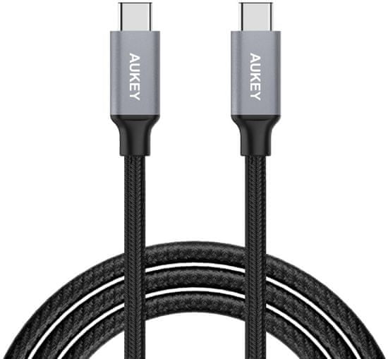 Aukey LLTS102835 kabel za brzo punjenje s priključcima od USB-C do USB-C, 1 m, sivo-crni