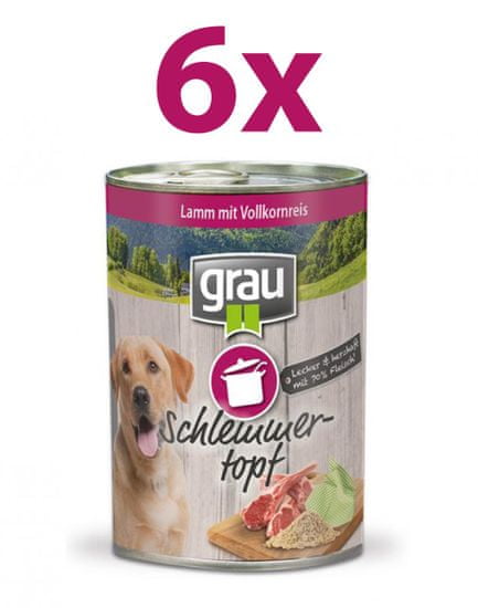 Grau Mokra hrana za pse Grau, janjetina s integralnom rižom, 6 x 400 g