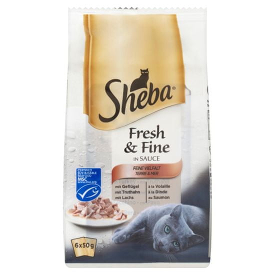 Sheba Fresh & Fine za odrasle mačke, izbor mješavine u soku, 6x50 g