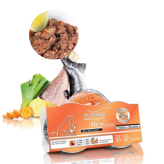Platinum Pseća pašteta Menu Mini Turkey + Salamon, 4×100 g
