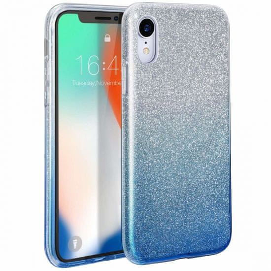 Bling maska za Huawei P30, silikonska, srebrna s plavim šljokicama