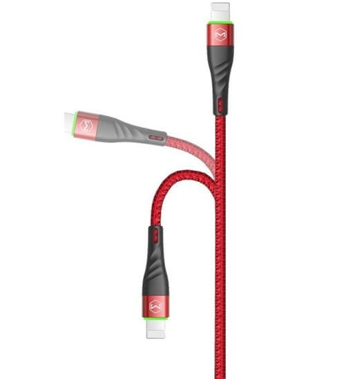 Mcdodo CA-6353 Peacock Lightning podatkovni kabel s LED, 1,8 m, crveni