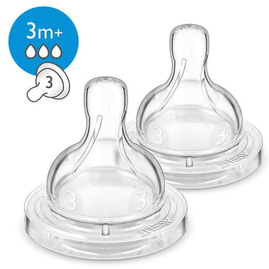 Philips Avent duda za bočicu, Medium, 3 rupice, 2 komada