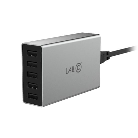 Lab.C Punjač X5 5Port USB Wall Charger (LABC-587-GR_KR), sivi