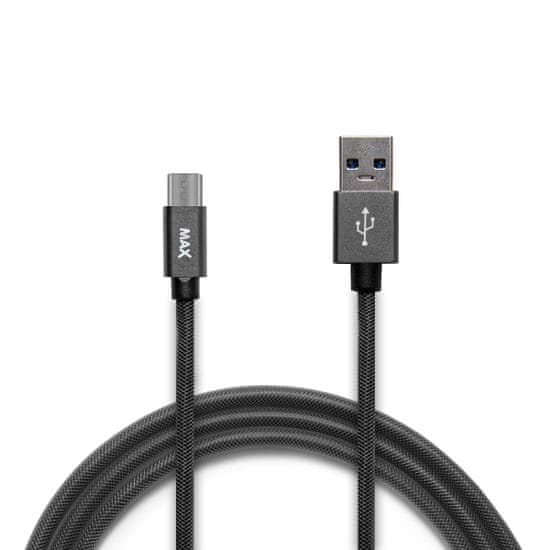 MAX mikro USB kabel, pleten, 1 m, sivi