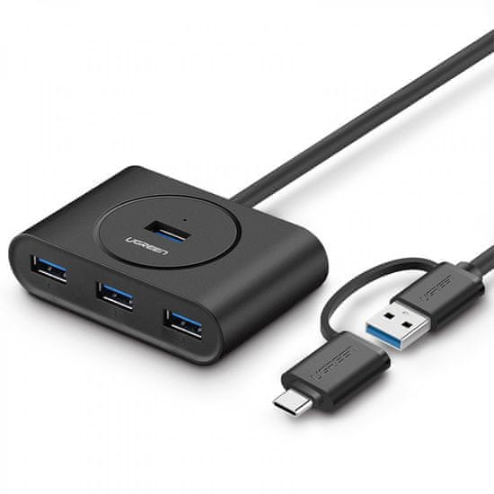 Ugreen USB 3.0 hub, s USB-C 3.1 OTG adapterom