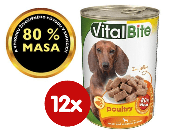 VitalBite hrana za pse, perad u želeu, 12 x 415 g