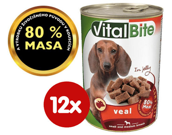 VitalBite hrana za pse, teletina u želeu, 12 x 415 g