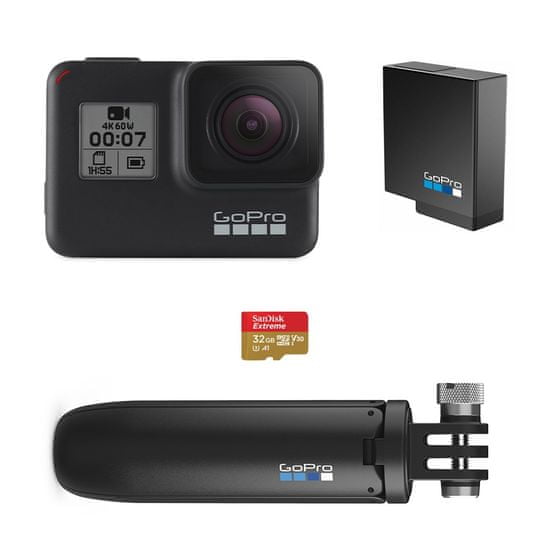 GoPro Hero 7 Black + SD kartica + baterija + Shorty držač (CHDRB-701)