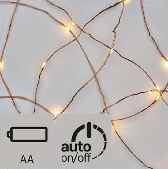 EMOS božićna rasvjeta Nano, 10 LED, 0,9 m, 2xAA, brončana, toplo bijela, timer