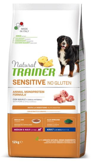 TRAINER Natural Sensitive No gluten Adult M/M briketi za odrasle pse, svinjetina, 12 kg