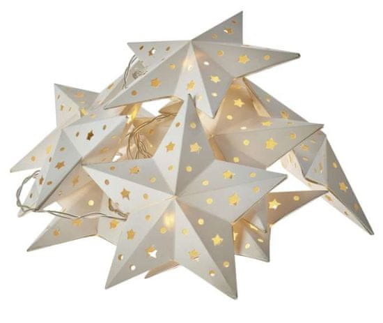 EMOS božična girlanda, zvijezde, 10 LED, 2 x AA, toplo bijela, tajmer