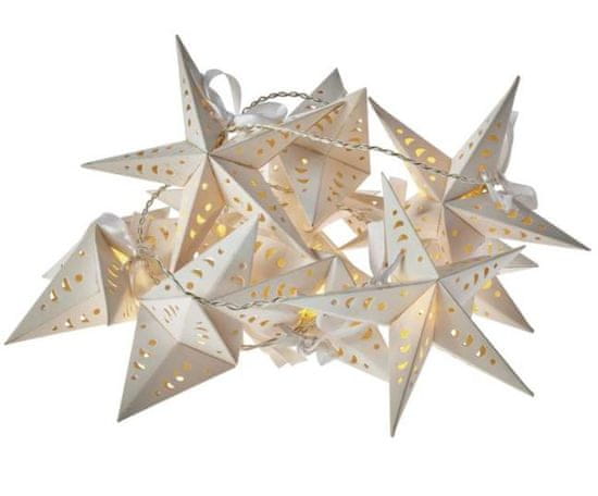 EMOS božična girlanda, metalne zvijezde, 10 LED, 2 x AA, toplo bijela, tajmer