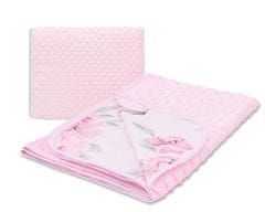 COSING Minky prošiveni dječji pokrivač, 100 x 75 cm, božuri s flamingosima, roza
