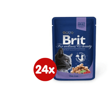  Brit Premium mokra hrana za odrasle mačke, bakalar u umaku, 100 g, 24 kos 