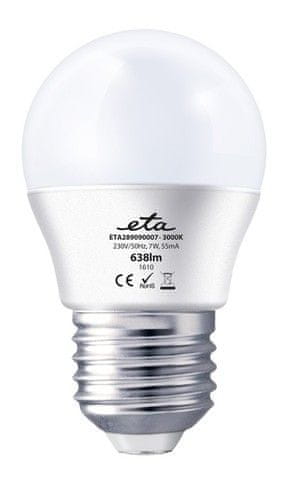 ETA žarulja, LED mini, 7 W, E27, toplo bijela